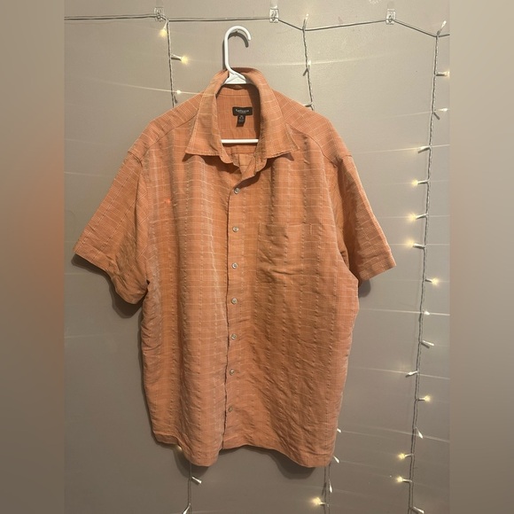 Van Huesen: Men size 2XL orange/White shirt button down - Picture 1 of 4